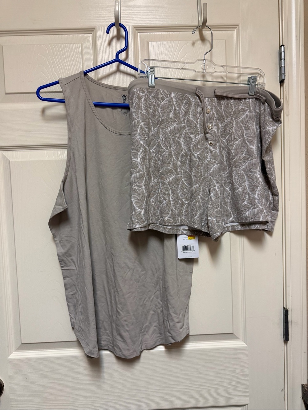Women's Taupe Tank Top & Printed Shorts PJ Set
